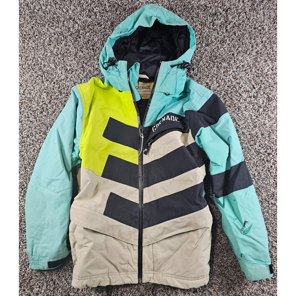 Grenade Girls Sz M Snowboarding Jacket Teal Gray Winter Coat